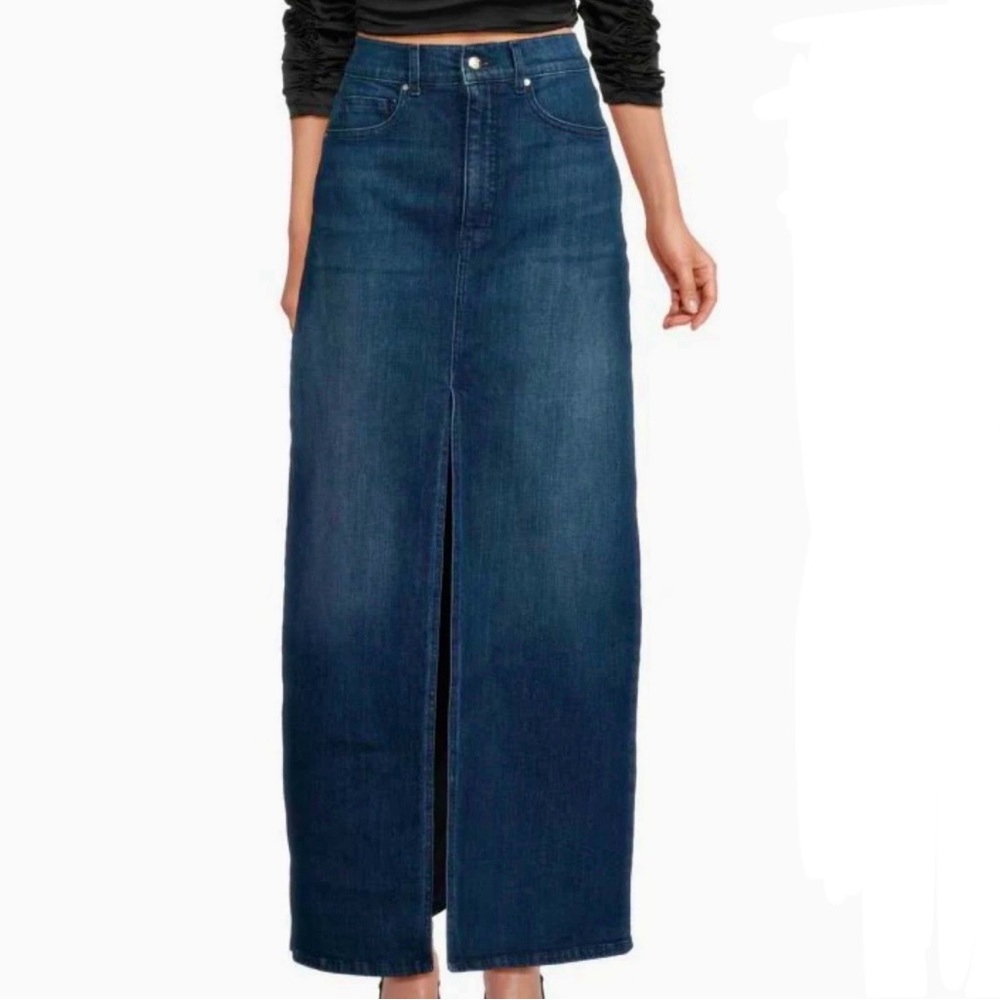 High-Waisted Denim Maxi Skirt